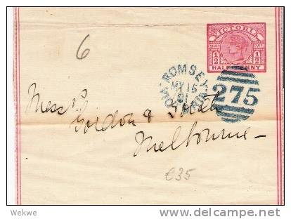 Vic104/ Streifband (wrapper) Victoria, Romsey 275 - Storia Postale