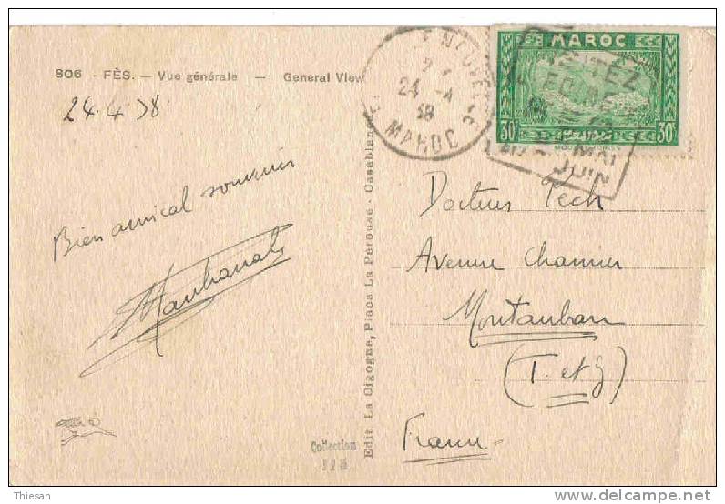 Maroc. Morocco Marruecos Marokko Daguin Fez VN 24 4 38. Lettre Brief Carta Cover - Cartas & Documentos