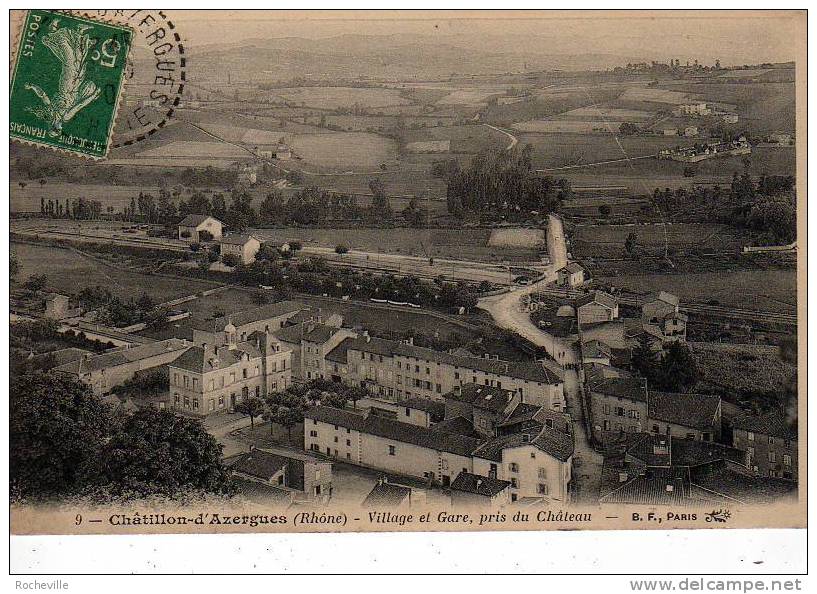 69-Châtillon-d'Azergues- Village Et Gare, Pris Du Château- CPA 1910 - Autres & Non Classés