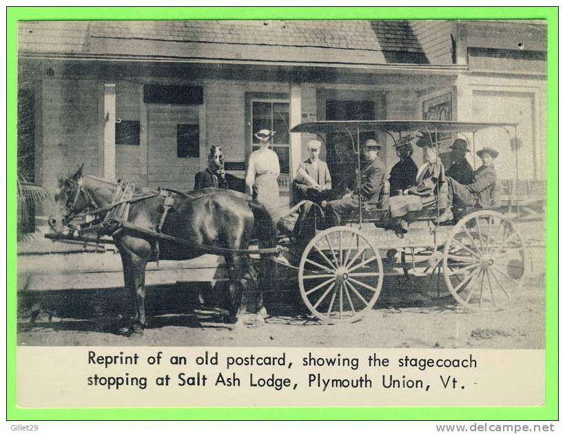 PLYMOUTH UNION, VT - SALT ASH LODGE STAGECOACH - ANIMATED - REPRODUCTION - TRAVEL IN 1972 - - Autres & Non Classés