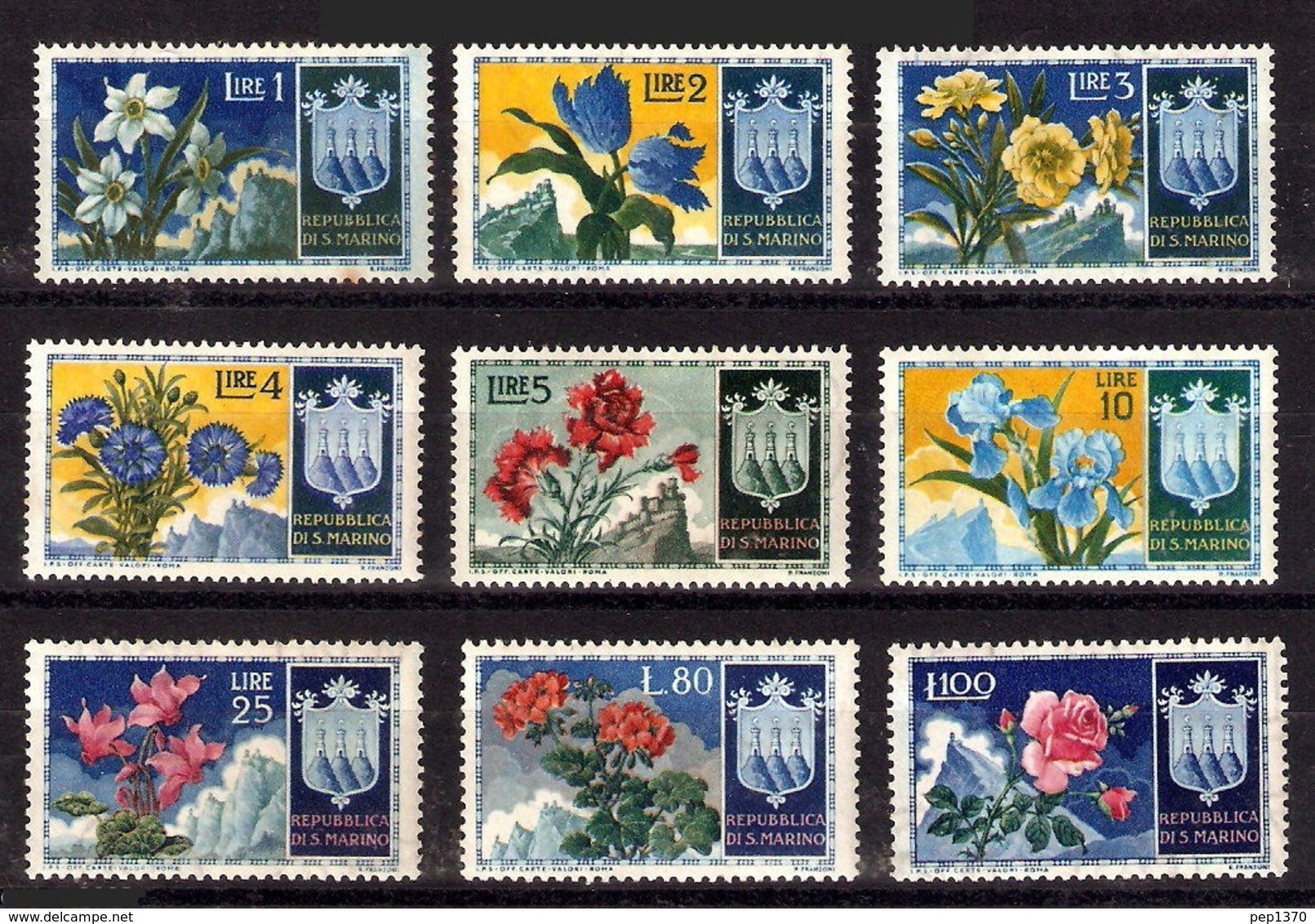 SAN MARINO 1953 - FLORES - YVERT 374-382 - MICHEL 503-11 SCOTT 336-44 - Unused Stamps