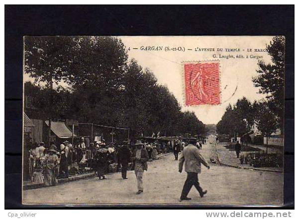 93 LIVRY GARGAN Marché, Avenue Du Temple, Animée, Ed Langlet 4, 1904 - Livry Gargan