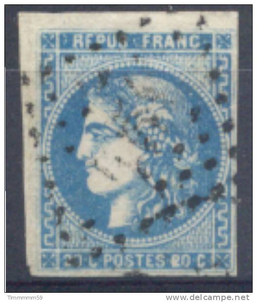 Lot N°6435   N°45  Coin De Feuille + VARIETE Tache Blanche Dans Le 2 Du 20c - 1870 Bordeaux Printing