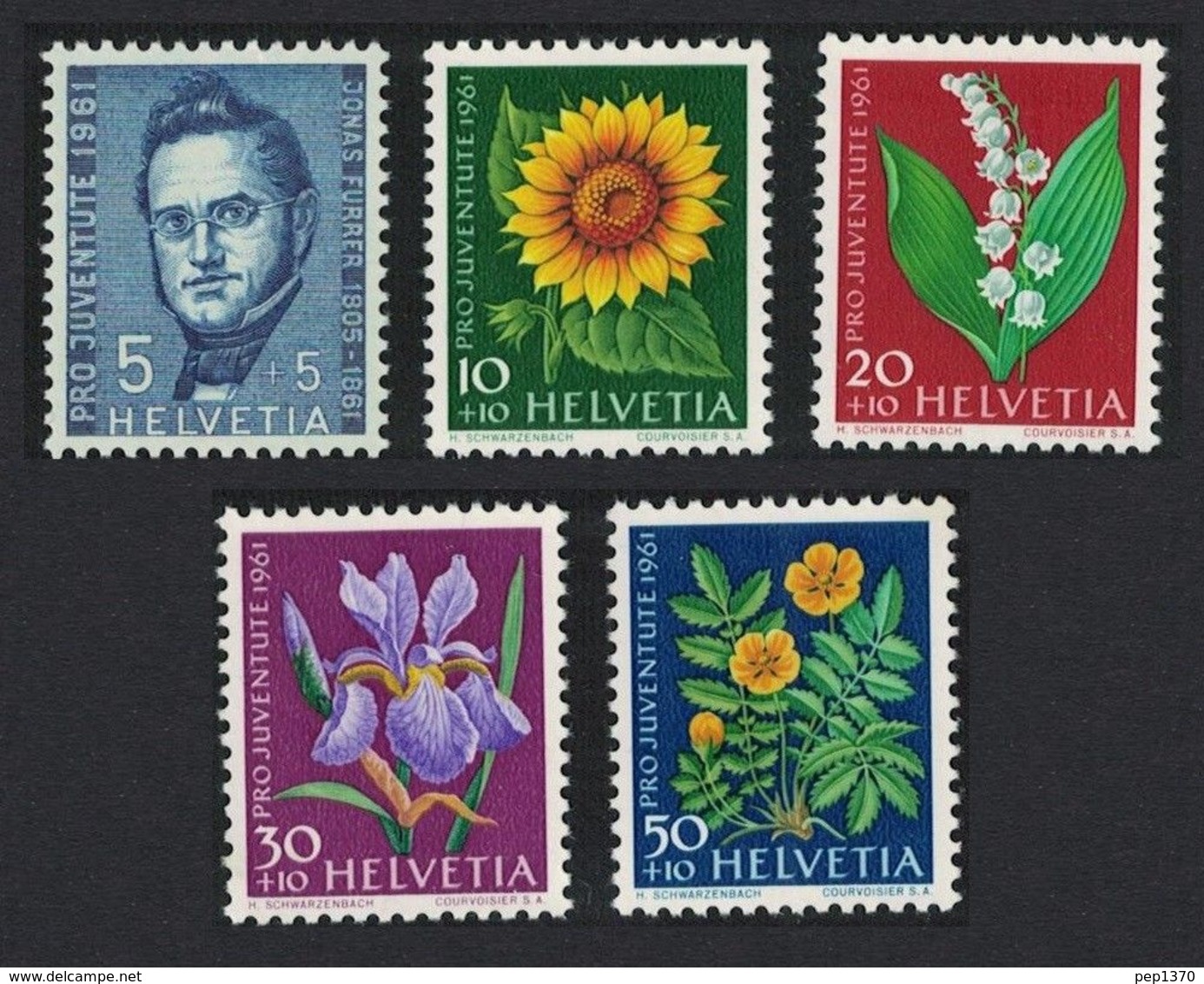 SUISSE 1961 - PRO JUVENTUD Y FLORES - YVERT - 684/688 - MICHEL 742/746 - Neufs