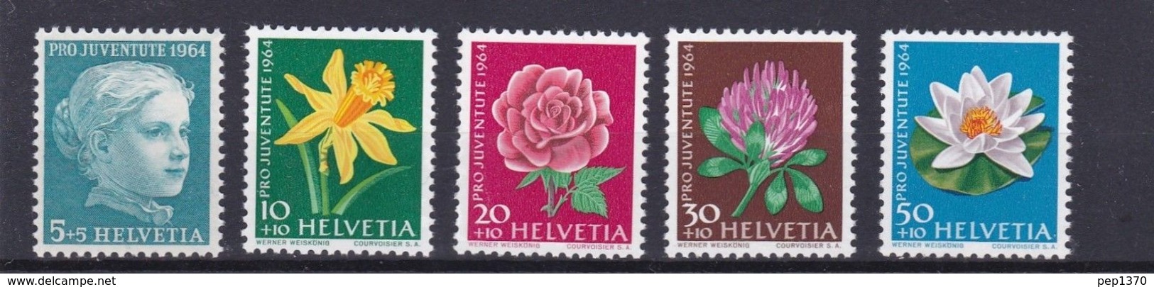 SUIZA 1964 - PRO JUVENTUD Y FLORES - YVERT - 738/742 - MICHEL 803/807 - Nuevos