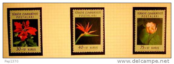 TURQUIA 1962 - FLORES FLEURS  - YVERT 1618-1620 - Unused Stamps