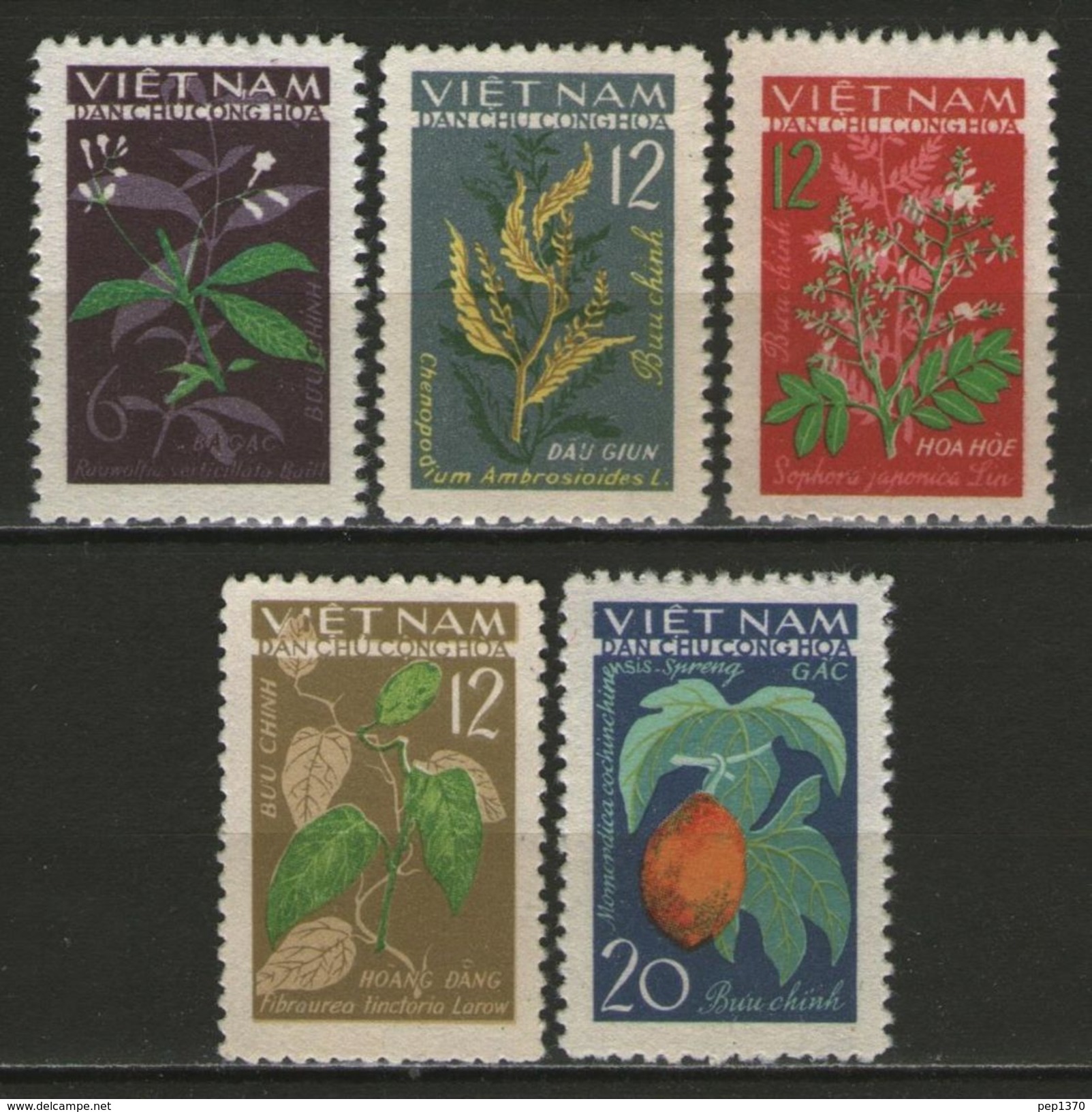 VIETNAM DEL NORTE 1963 - FLORES Y PLANTAS - YVERT 349-353 - Vietnam