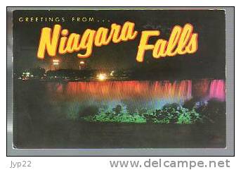 Jolie CP Canada Ontario Greetings From Niagara Falls - Chutes Du Niagara Vues De Nuit - écrite - Tp Neuf - Niagarafälle