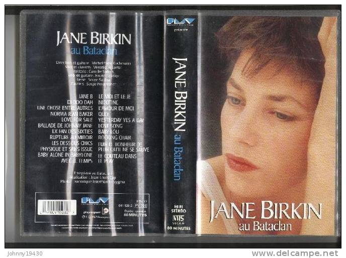 VHS  JANE BIRKIN - AU BATACLAN - Concert Et Musique