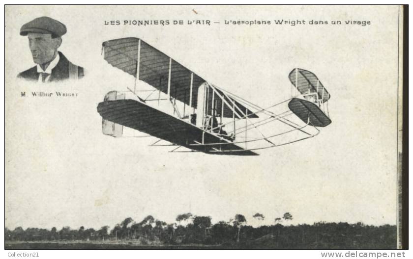 L AEROPLANE WRIGHT DANS UN VIRAGE - Aviateurs