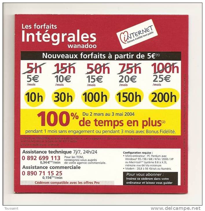 WANADOO: Les Forfaits Intégrales 100% De Temps En Plus, Petite Fille (08-1723) - Internetanschluss-Sets