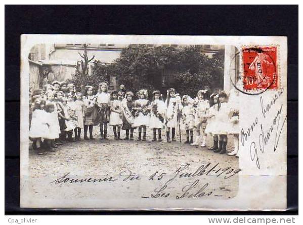 93 LES LILAS Carte Photo, Carnaval, Enfants Déguisés, Cavalcade, Fleurs, Poupées, Costumes, Fete, 15-07-1909 - Les Lilas