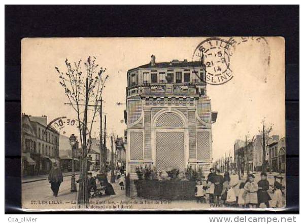 93 LES LILAS Rue De Paris, Boulevard De La Liberté, Nouvelle Fontaine, Animée, Ed FF 57, 1914 - Les Lilas