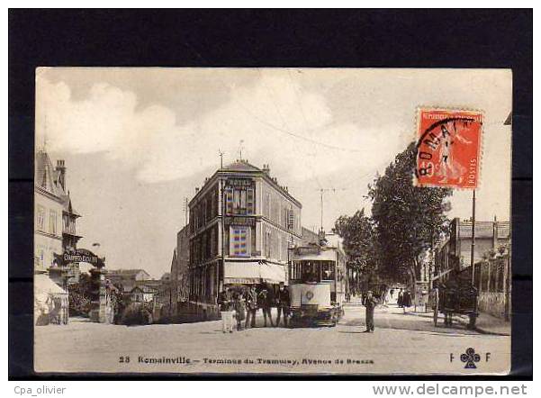 93 ROMAINVILLE Avenue De Brazza, Terminus Du Tramway, Animée, Ed FF 23, 1910 - Romainville