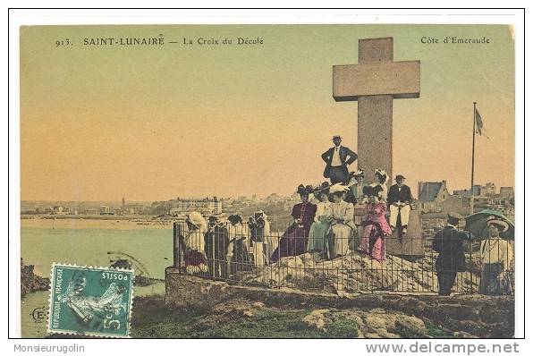 35 ) SAINT LUNAIRE, La Croix Du Décolé, ANIMEE, Colorisée, ** - Saint-Lunaire