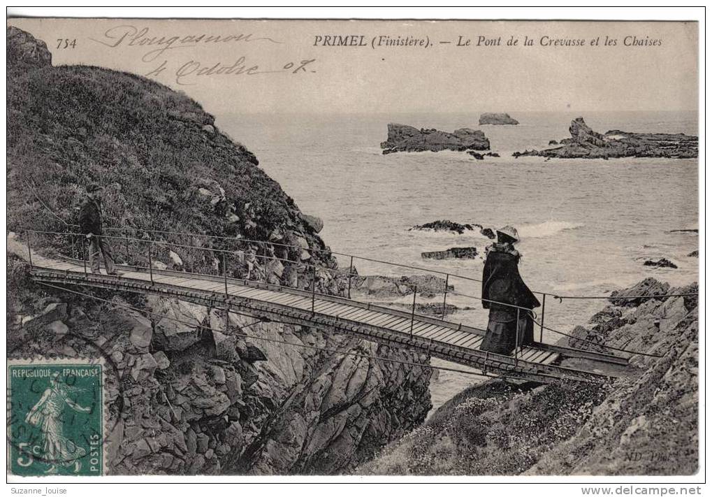 CPA -   Primel (Finistère) - Le Pont De La Crevasse Et Les Chaises. - Primel