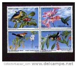 URUGUAY STAMP MNH Birds Humming Bird Flower - Colibris