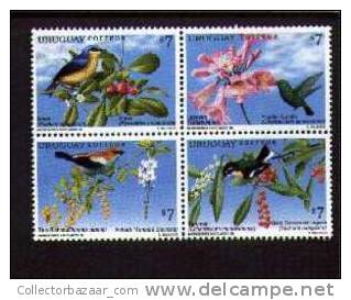 URUGUAY STAMP MNH Birds Humming Bird Flower - Hummingbirds