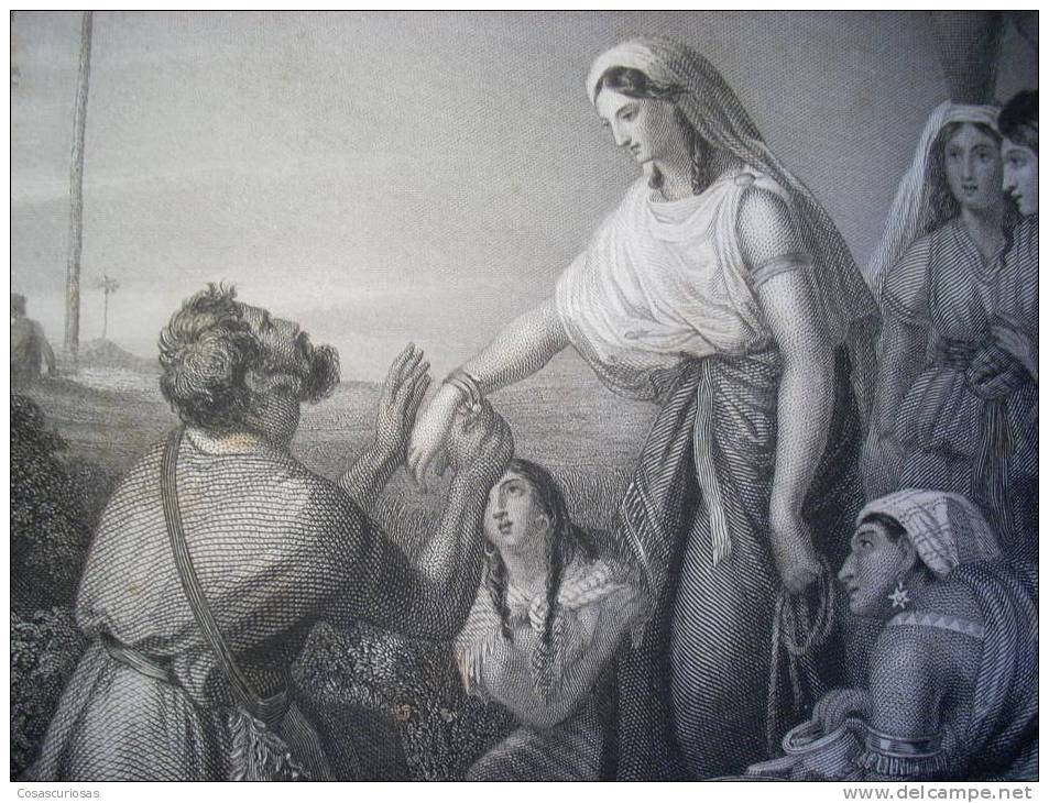 PRECIOSO GRABADO . REBEKAH AT THE WELL . CIRCA AÑOS 1850 . MEDIDAS: 37 Cm X 26,7 Cm . - Prints & Engravings