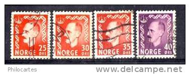 NORVEGE  1950 -    YT  325 -326 - 327 - 363 - Obliterés - Used Stamps