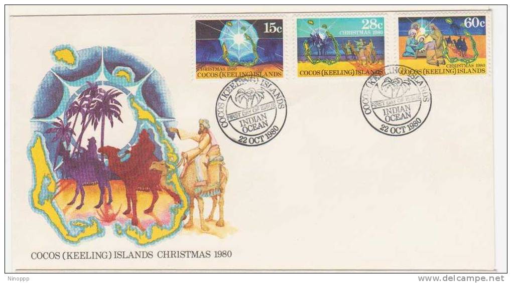 Cocos Islands  1980   Christmas  FDC - Islas Cocos (Keeling)