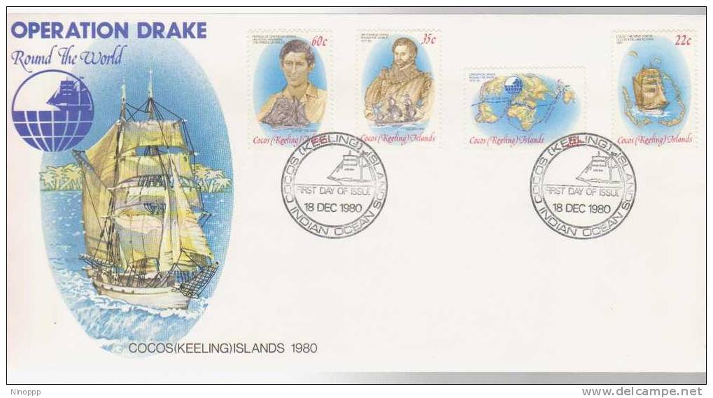 Cocos Islands  1980  Operation  Drake  FDC - Isole Cocos (Keeling)