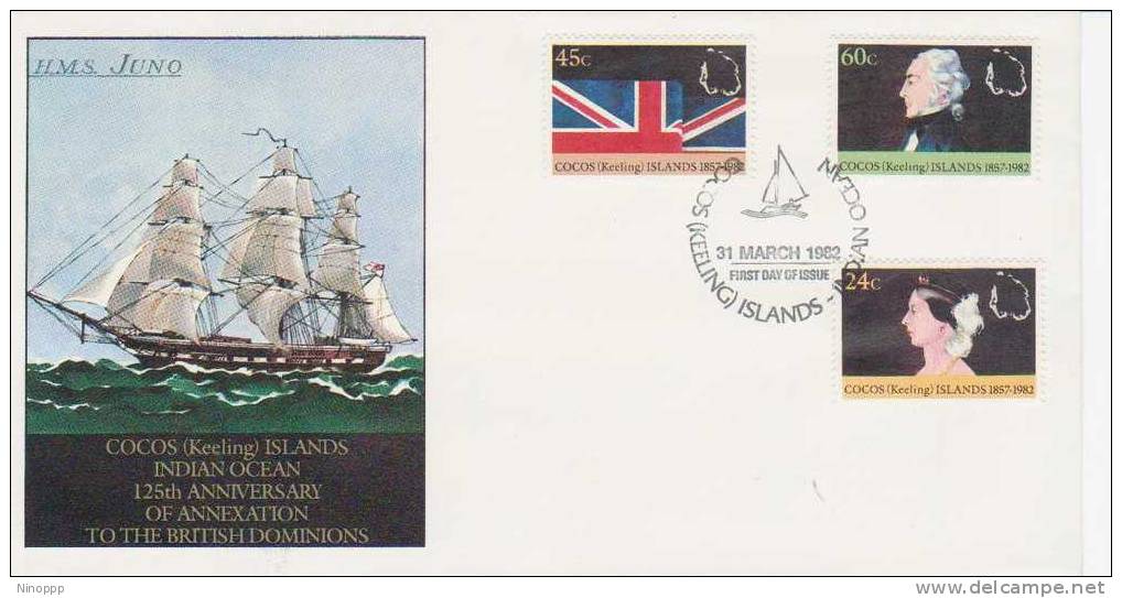 Cocos Islands  1982  125th   Anniversary   Annexation   FDC - Kokosinseln (Keeling Islands)