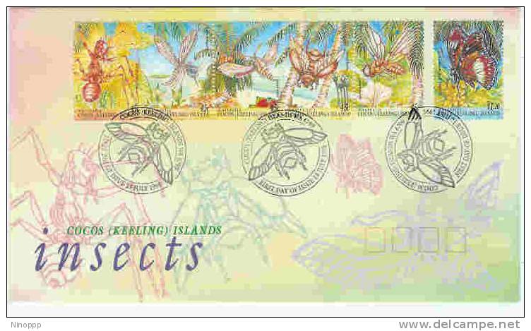 Cocos Islands  1995  Insects FDC - Islas Cocos (Keeling)