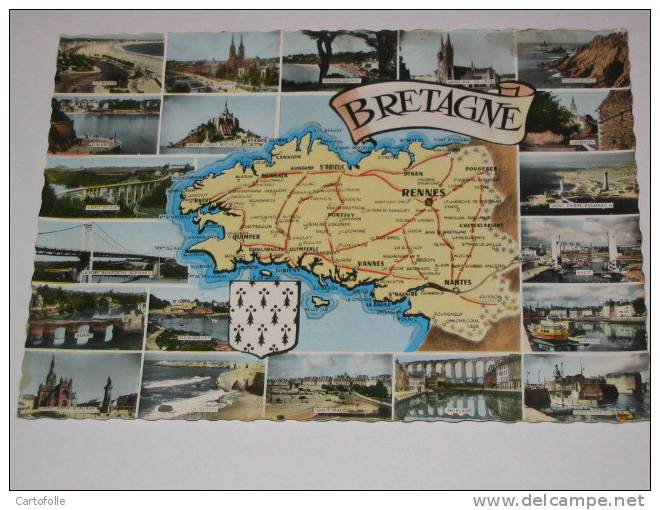 (131) -1- Carte Postale Sur Carte De La Bretagne Multivues  Soldée Abimés En Haut - Allaire