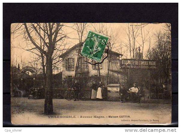93 VILLEMOMBLE Avenue Magne, Maison Cottin, Café Tabac, Cachet Ambulant Creil à Paris St O, Ed Moquet, 1912 - Villemomble