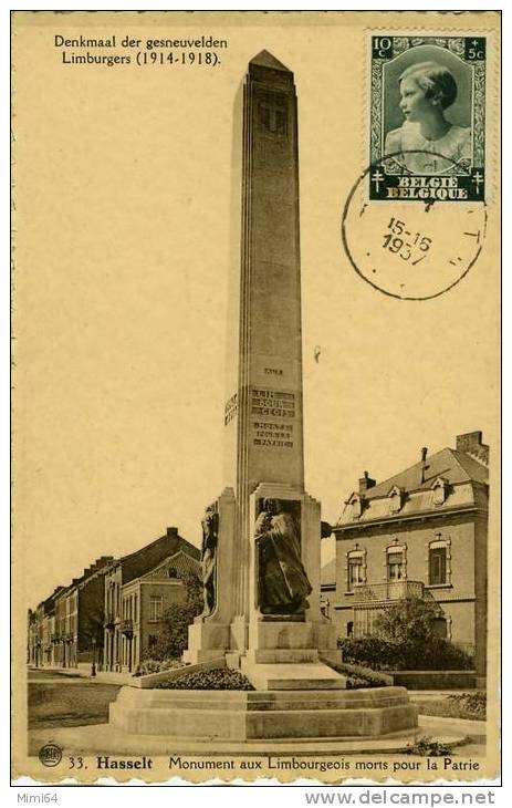 BELGIQUE . HASSELT . MONUMENT AUX LIMBOURGEOIS MORTS POUR LA PATRIE . - Hasselt