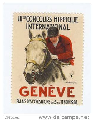 1928 Suisse Geneve Vignetta Label ** Never Hinged  Concours Hippique Concorso Ippico Horse  Show Reitturnier - Horses