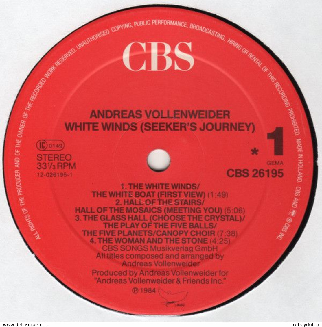 * LP * ANDREAS VOLLENWEIDER - WHITE WINDS (Holland 1984) - Nueva Era (New Age)