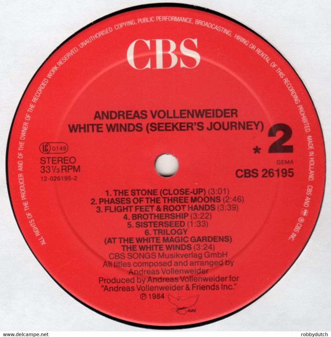 * LP * ANDREAS VOLLENWEIDER - WHITE WINDS (Holland 1984) - Nueva Era (New Age)