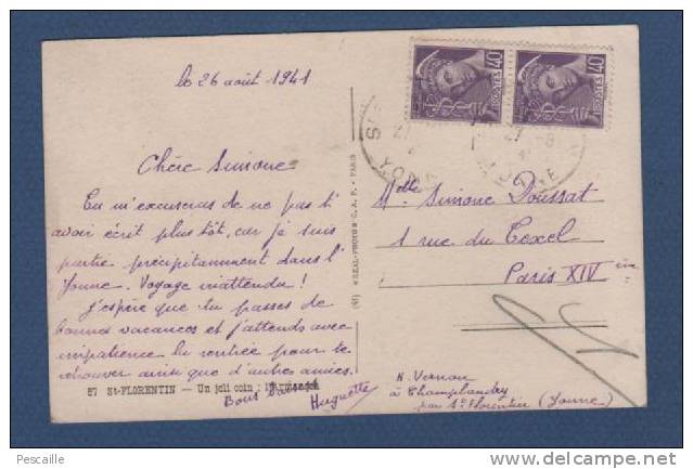 CP CIRCULEE EN 1941 SAINT FLORENTIN - UN JOLI COIN - L'ARMANCON - PONT - Saint Florentin