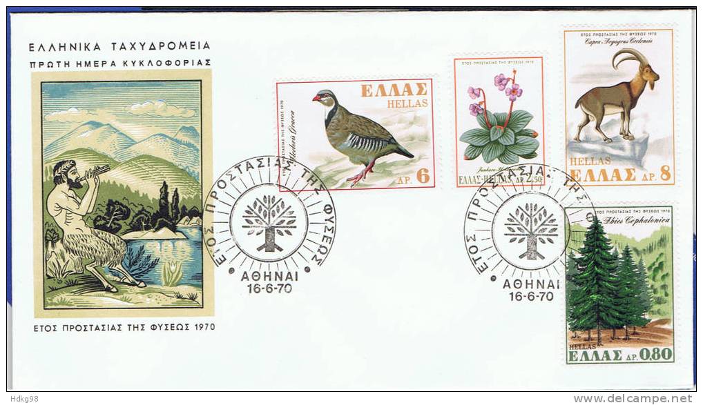 GR Griechenland 1970 Mi 1049-52 FDC Naturschutz - Brieven En Documenten