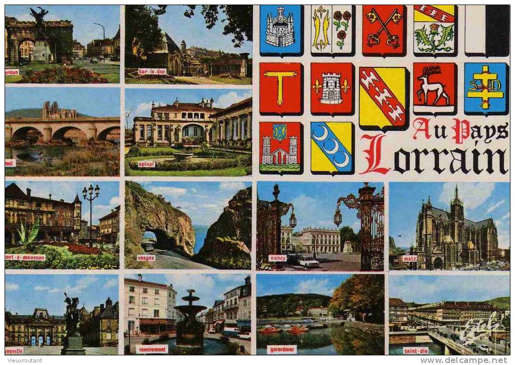 CPSM.  LORAINE. ARMOIRIES DE VERDUN. BAR LE DUC.REMIREMONT.NANCY.METZ.TOUL.EPINAL.GERARDMER.SAINT DIE PONT A MOUSSON. - Lorraine