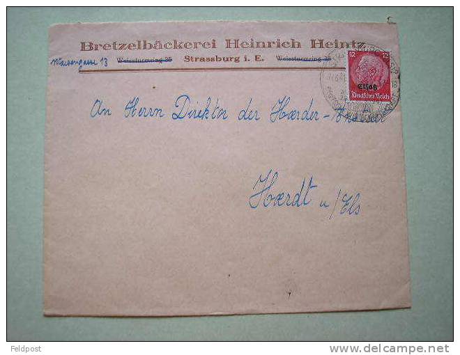 Lettre De Strasbourg 1941 - Belle En-tête - Cachet Grand Format Illustré Cathédrale - Storia Postale