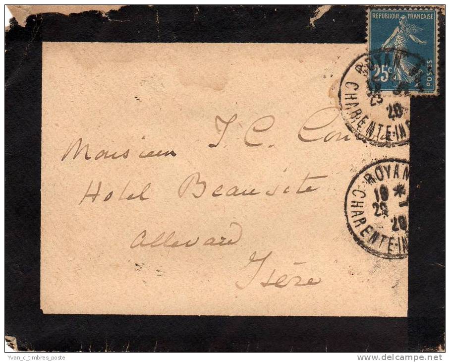 FRANCE LETTRE N° 140 OBLITERATION ROYAN 23/11/1920 - Lettres & Documents