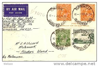 AUS278 / First Mail-Flug 1934 Townsville-Flinders Island (First Flight) - Cartas & Documentos