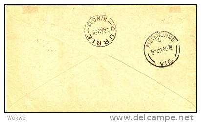 AUS280 / Erstflug Brisbane-Melbourne 1934,2 + 3d Victoria Jubiläum (First Flight) - Lettres & Documents