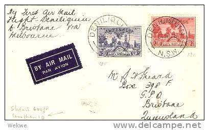 AUS286 / Erstflug Deniliquin-Brisbane1936. NUR 10 BRIEFE GEFLOGEN! - Covers & Documents