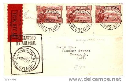 AUS287 / Camooweal Luftpost 1927 Mit Cache, Und SELTENEM Flugzettel - Storia Postale