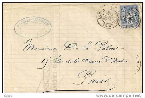 Devant De Lettre Sage N° 79, ROUEN, SEINE-INFERIEURE. - 1877-1920: Période Semi Moderne