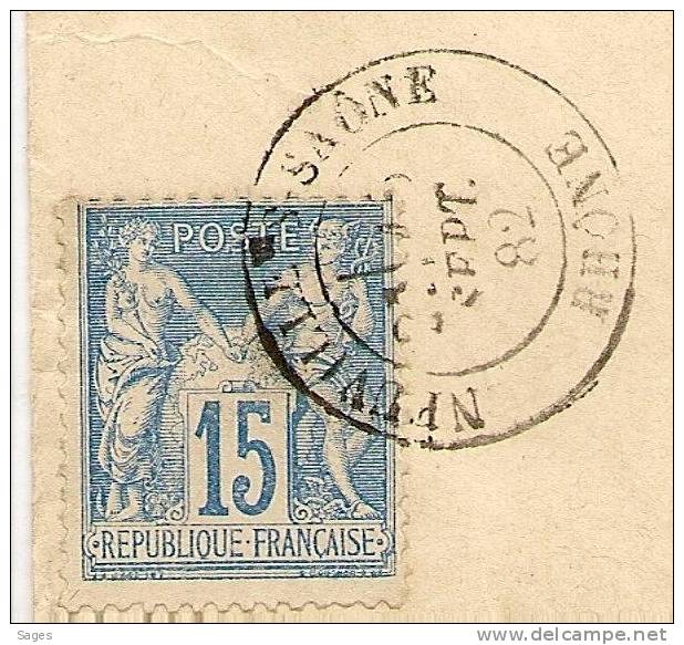 Lettre SAGE, NEUVILLE-S-SAONE, Rhone, 15 Sept 82. - 1877-1920: Periodo Semi Moderno
