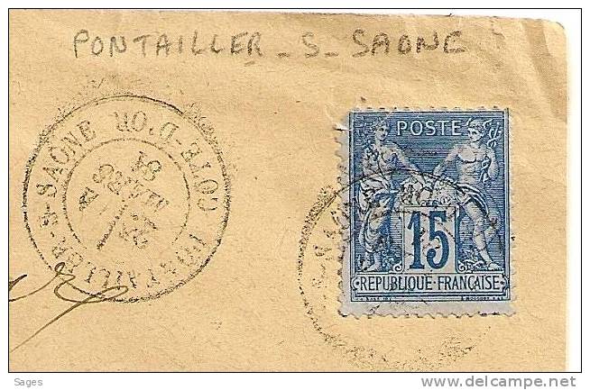 Lettre SAGE, PONTAILLER-S-SAONE, Cote-D'Or. - 1877-1920: Periodo Semi Moderno
