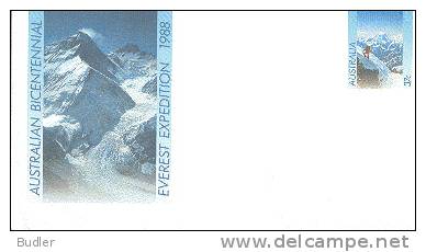 AUSTRALIA:1988:Post.Stat.:AUSTRALIAN BICENTENNIAL EVEREST EXPEDITION:GEOLOGY,MONTAGNE,MOUNTAINS,MOUNTAIN,CLIMBER,GLACIER - Entiers Postaux