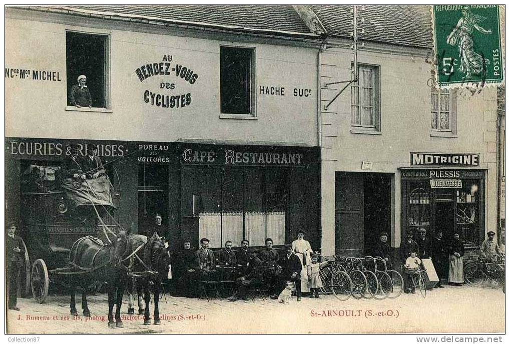 78 - YVELINES - ST ARNOULT - CAFE RESTAURANT - DEPOT ESSENCE MOTRICINE - MAISON PLESSIS CONSTRUCTEUR De CYCLES Et MOTO - St. Arnoult En Yvelines