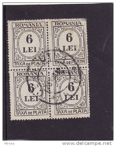 M1972, Roumanie , Bloc De Quatre , Oblitere - Port Dû (Taxe)