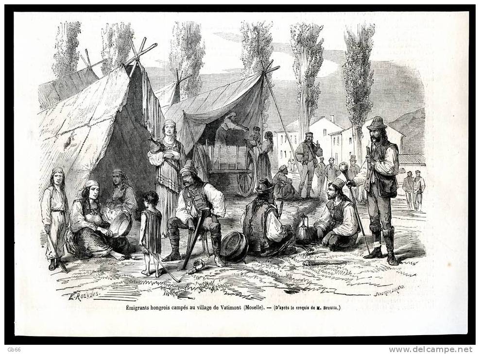 Emigrants Hongrois Au Village De Vatimont (Moselle)    1867    Gravure - Collections